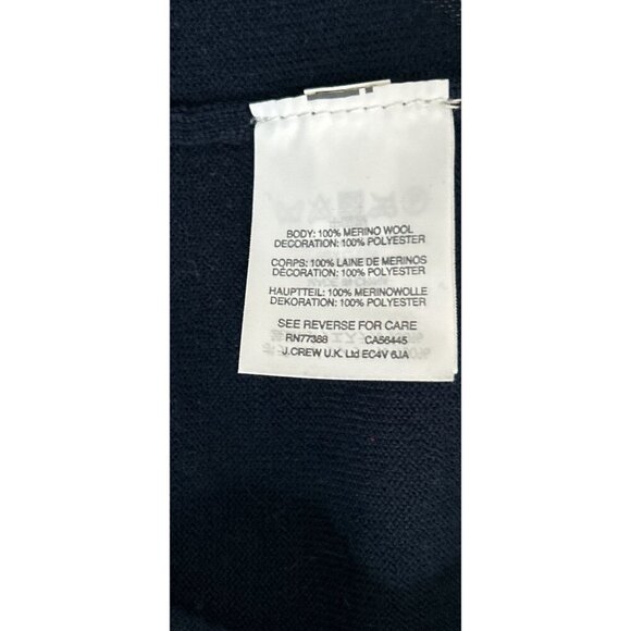 J.CREW Crewneck Tippi Merino wool sweater in embroidered stars navy blue gold XS - Picture 7 of 8